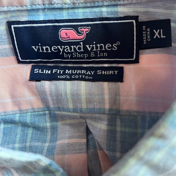 Vineyard Vines Murray Shirt Men's XL Slim Fit Blue Pink Plaid Button Up Preppy - Picture 5 of 5